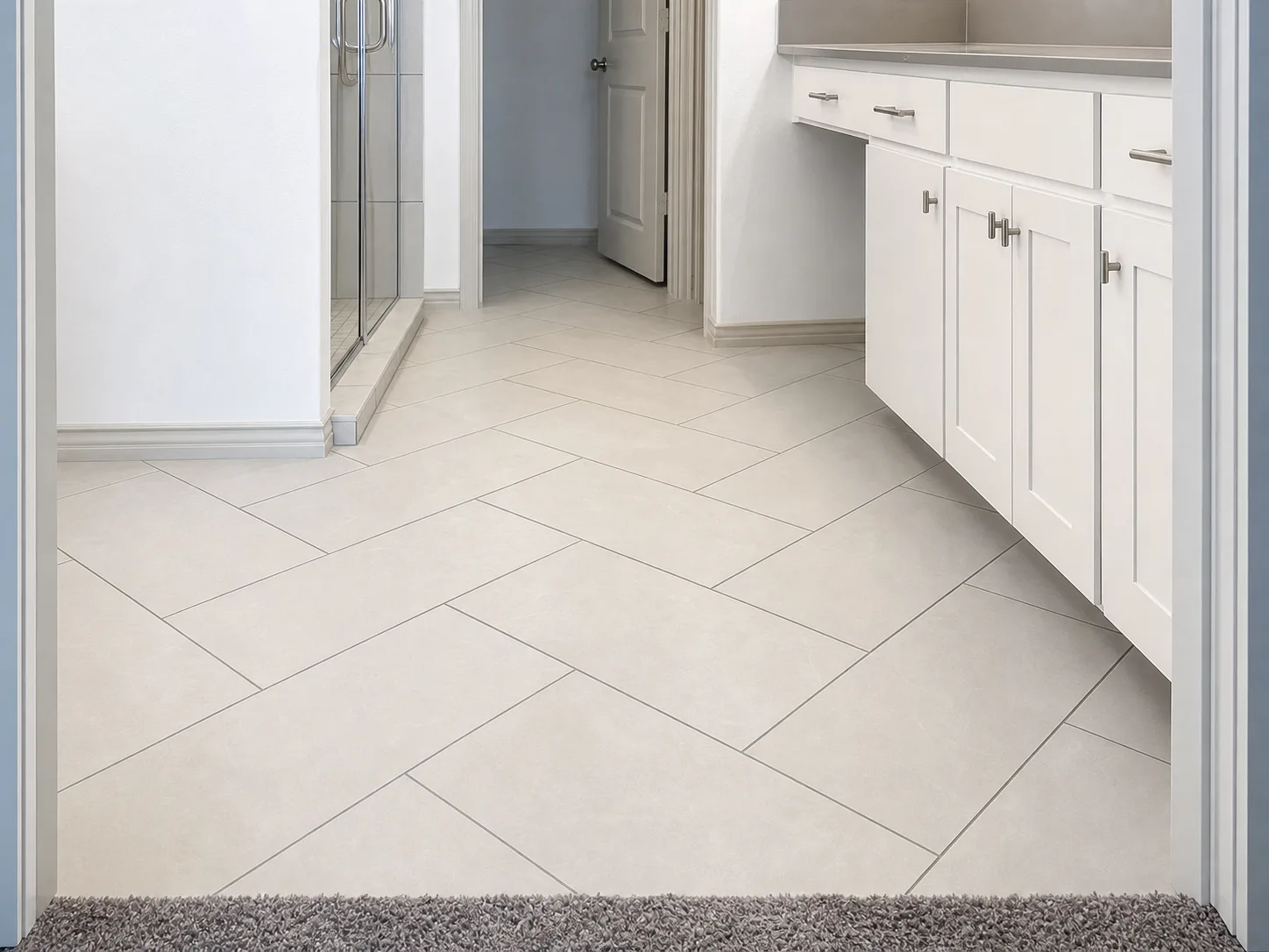 Detail: large-format tile flooring pattern